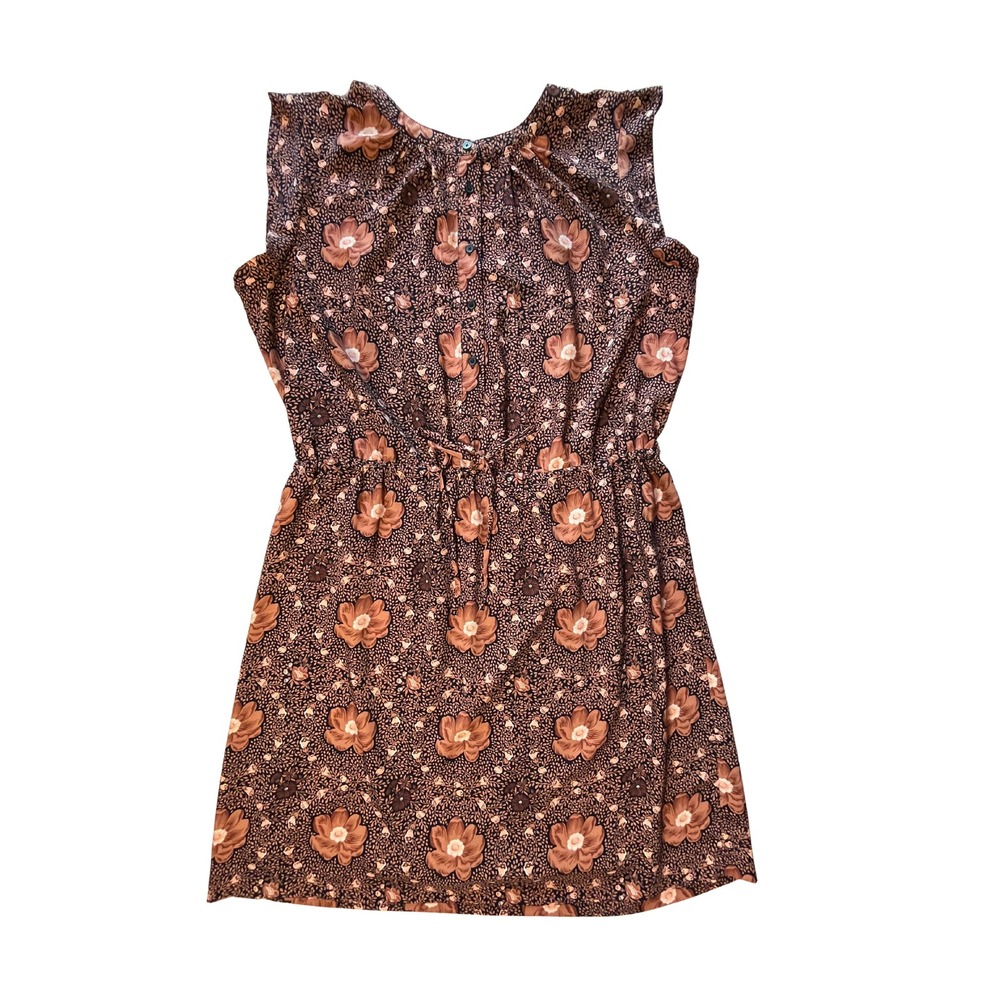 Vintage Y2K LOFT Floral Dress Size L Brown Orange Dark Cottagecore Academia Fall